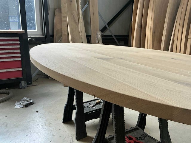 Ovale eikenhout tafelblad 2200x1100 (3x) - afbeelding 3 van  4