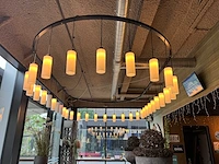 Ovale hanglamp met melkglazen kappen - afbeelding 3 van  7