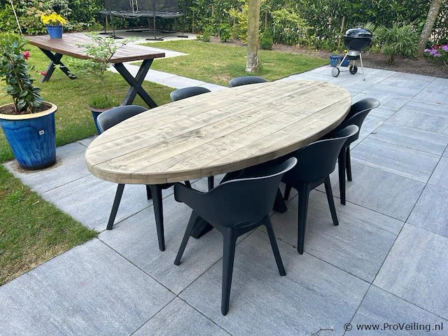 Ovale tuintafel met matrix onderstel - 300 x 120 cm - afbeelding 1 van  2