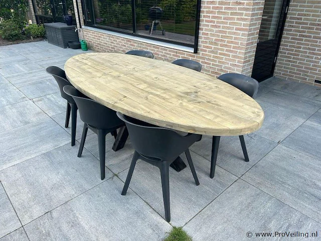 Ovale tuintafel met matrix onderstel - 300 x 120 cm - afbeelding 2 van  2