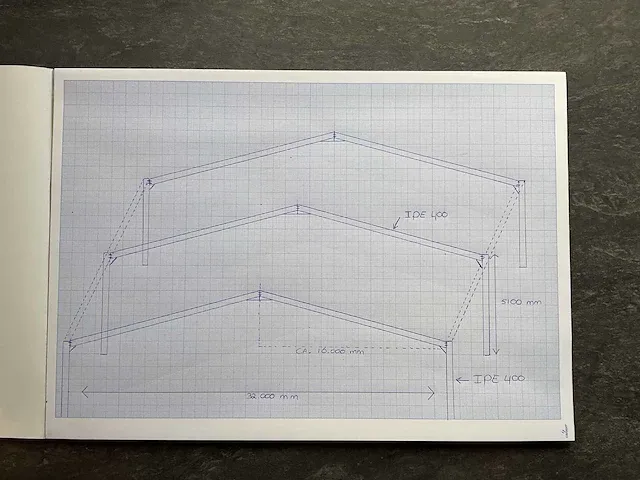 Overkapping constructie 32,00x 10,00 mtr (320m2) - afbeelding 7 van  15