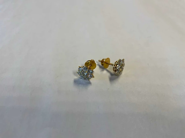 Paar 20 krt geelgouden rozetoorknoppen - afbeelding 1 van  4
