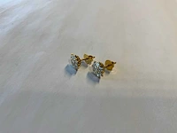Paar 20 krt geelgouden rozetoorknoppen - afbeelding 4 van  4