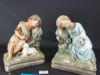 Paar antieke gipsen sculpturen - afbeelding 1 van  5