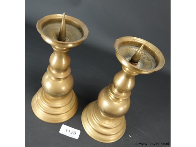 Paar antieke penkandelaren - afbeelding 3 van  5