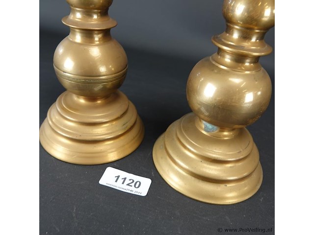 Paar antieke penkandelaren - afbeelding 4 van  5