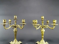 Paar brons messing kandelaren - afbeelding 1 van  5