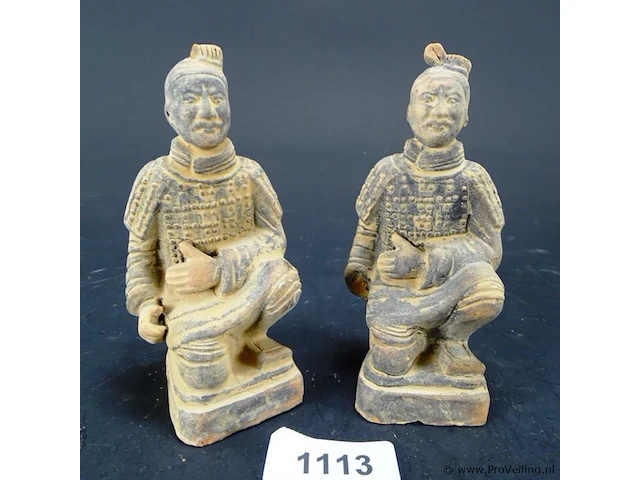 Paar chinese terracotta strijders - afbeelding 1 van  5