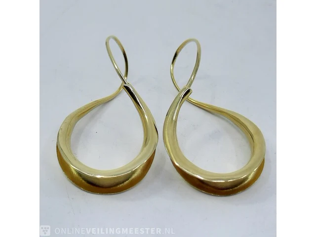Paar gouden oorbellen, 18 karaats - afbeelding 1 van  10