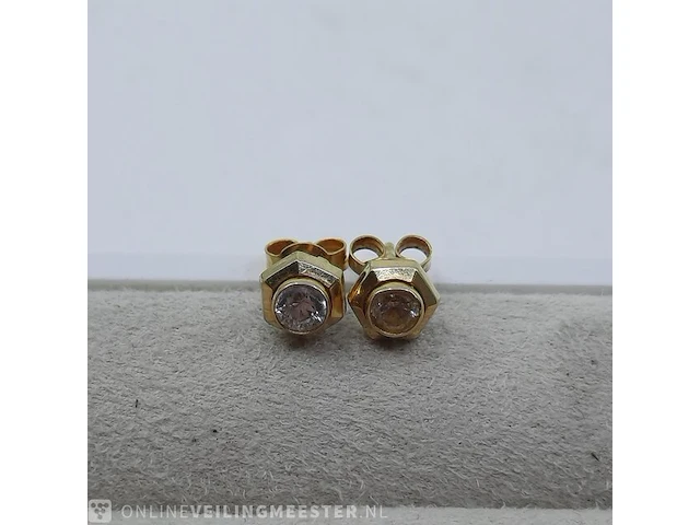 Paar gouden oorstekers, 14 karaats - afbeelding 1 van  6