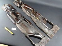 Paar grote afrikaanse in ebbenhout gesneden figuren - afbeelding 1 van  5