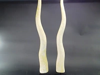 Paar hoge houten hoorns op basement - afbeelding 1 van  5