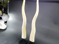 Paar hoge houten hoorns op basement - afbeelding 3 van  5