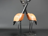 Paar hout met metalen vogels - afbeelding 4 van  5