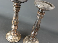 Paar houten kandelaren - afbeelding 2 van  5
