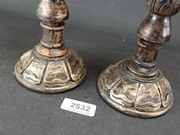 Paar houten kandelaren - afbeelding 4 van  5