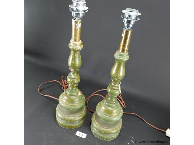 Paar houten lampvoeten - afbeelding 3 van  5