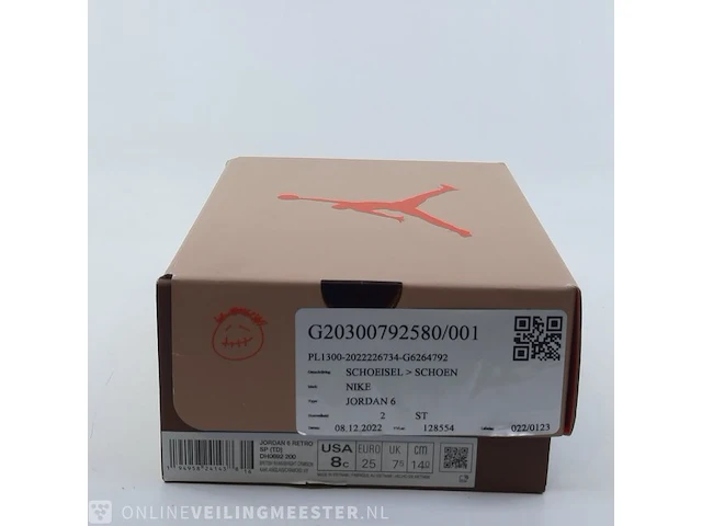 Paar kinder sneakers, maat 25 nike, jordan 6 retro sp - dh0692-200 - afbeelding 4 van  12