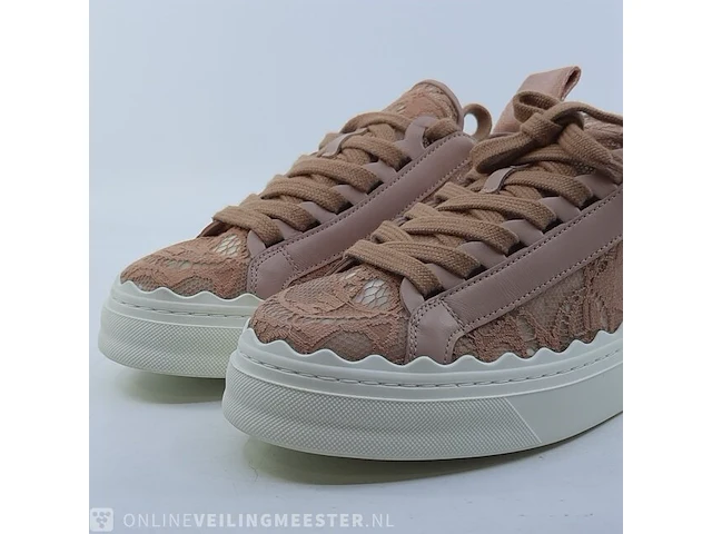 Paar kinder sneakers, maat 35 chloé, lauren lace&leather sneaker - afbeelding 3 van  9