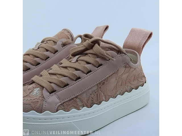 Paar kinder sneakers, maat 35 chloé, lauren lace&leather sneaker - afbeelding 4 van  9