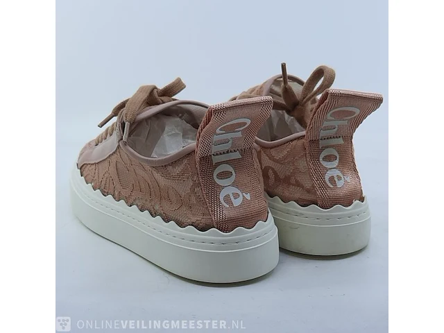 Paar kinder sneakers, maat 35 chloé, lauren lace&leather sneaker - afbeelding 7 van  9