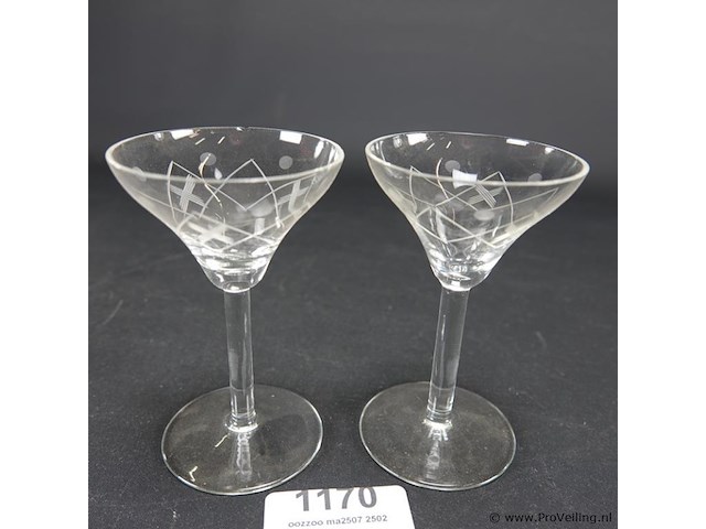 Paar kristallen glazen - afbeelding 1 van  5