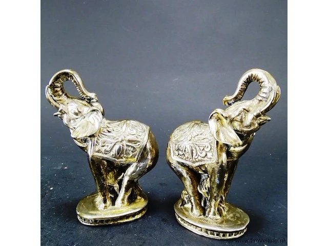 Paar met zilver opgelegde olifanten - afbeelding 2 van  5