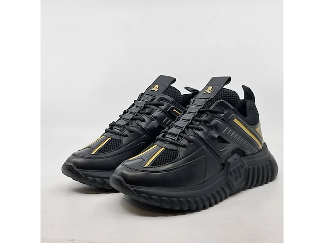 Paar schoenen, maat 41, philipp plein, runner sneakers supersonic, black/ licht goud - afbeelding 1 van  7