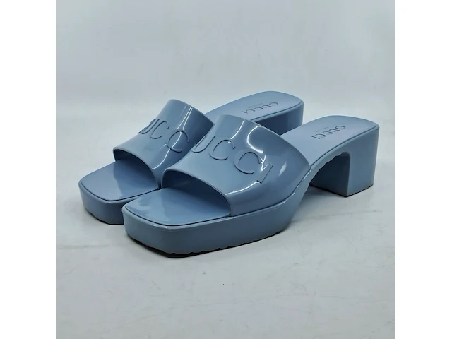 Paar slippers met hak, gucci, blauw - afbeelding 1 van  8