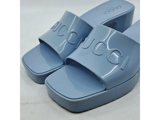 Paar slippers met hak, gucci, blauw - afbeelding 2 van  8