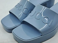 Paar slippers met hak, gucci, blauw - afbeelding 2 van  8
