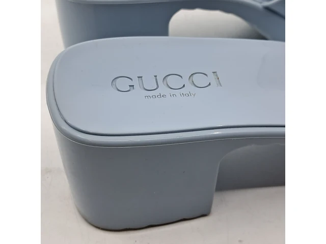 Paar slippers met hak, gucci, blauw - afbeelding 4 van  8