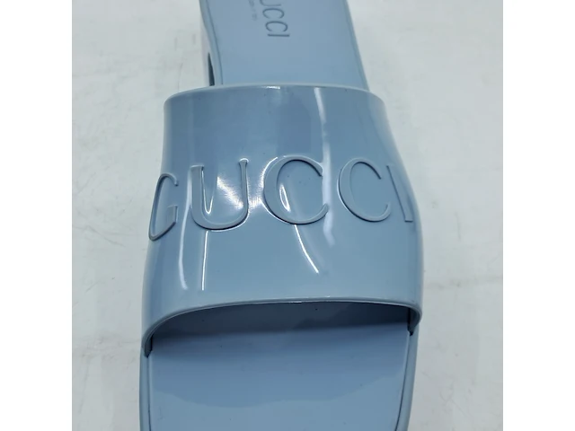 Paar slippers met hak, gucci, blauw - afbeelding 5 van  8