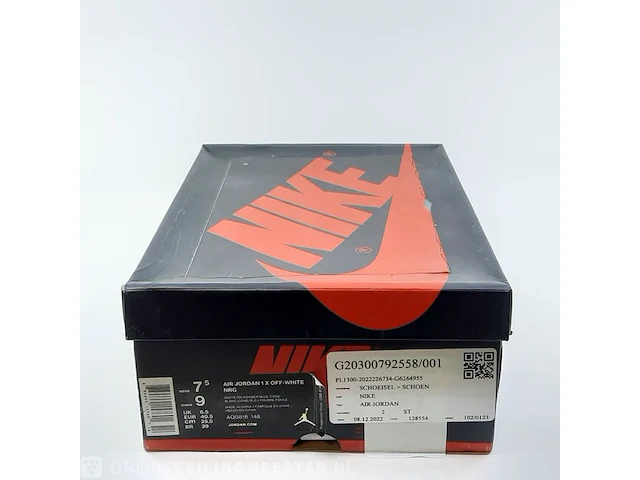 Paar sneakers, maat 40 1/2 nike, air jordan 1 x off white aq0818-148 - afbeelding 18 van  26