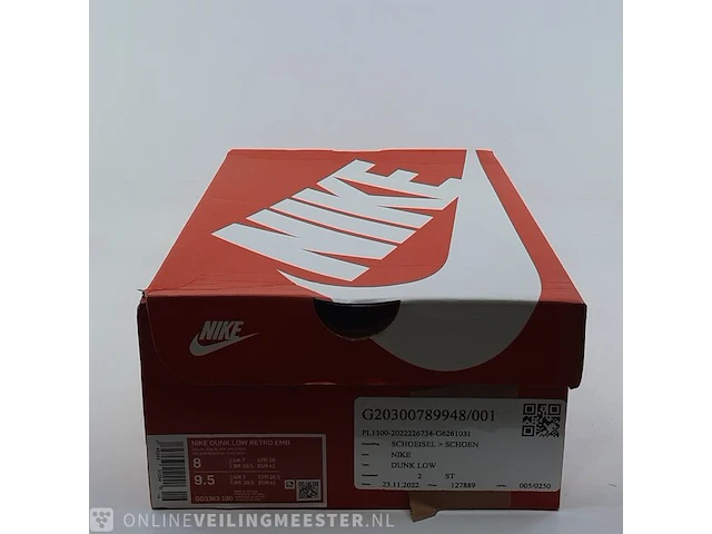 Paar sneakers, maat 41 nike, dunk low retro emb - dd363-100 - afbeelding 3 van  11