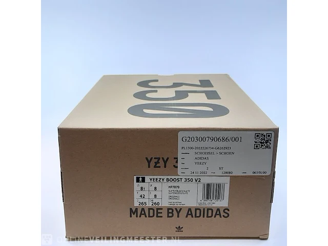 Paar sneakers, maat 42 adidas, yeezy boost 350 v2 hp7870 - afbeelding 9 van  9