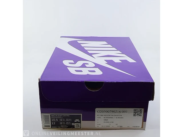 Paar sneakers, maat 44 1/2 nike, sb dunk low pro - bq6817-700 - afbeelding 2 van  10