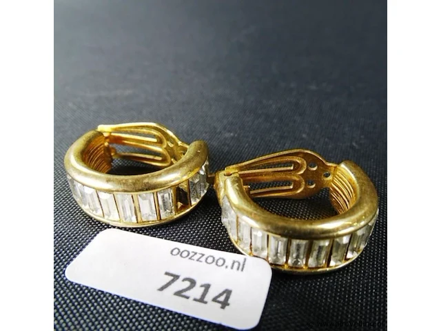 Paar vergulde oorsieraden met steentjes - afbeelding 1 van  3