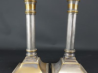 Paar zuilvormige sheffield-kandelaars uit de 18e eeuw - afbeelding 3 van  5