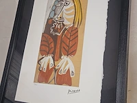 Pablo picasso lithograaf - ''homme assis'' - in nieuwe lijst - afbeelding 1 van  6