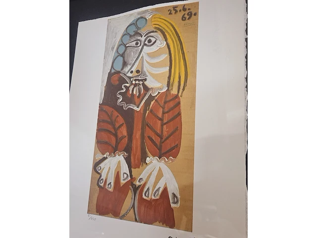 Pablo picasso lithograaf - ''homme assis'' - in nieuwe lijst - afbeelding 2 van  6