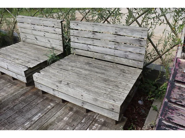 Pallet banken - 2 stuks - 124x86x86cm - afbeelding 1 van  3