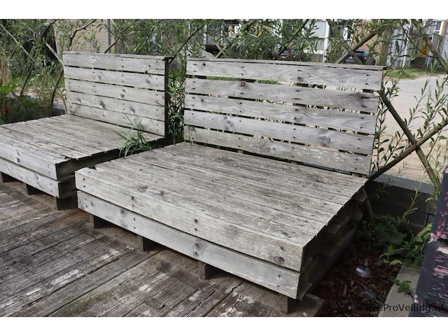 Pallet banken - 2 stuks - 124x86x86cm - afbeelding 2 van  3