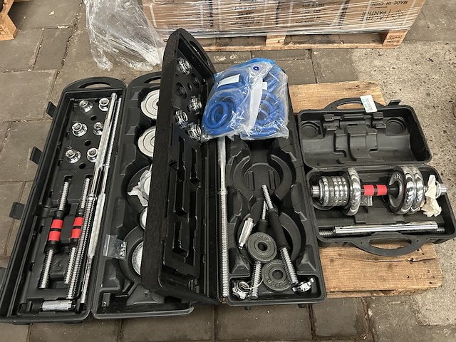 Pallet haltersets in koffer met halterschijven - afbeelding 1 van  11