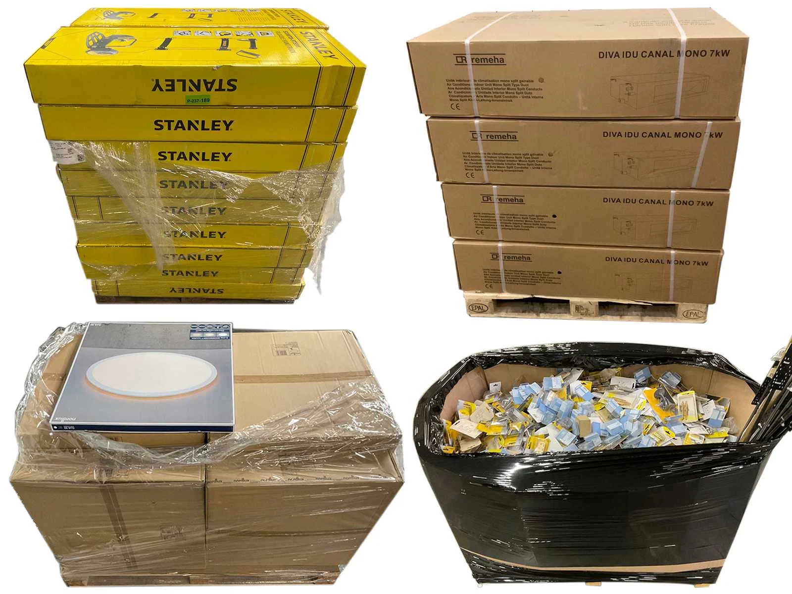 Palletveiling bulkgoederen; elektrische apparaten en verlichting