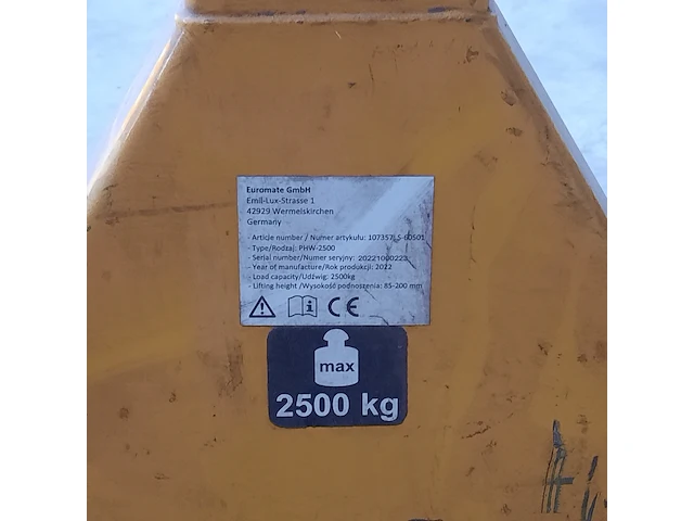 Palletwagen, euromate, phw-2500, 2022 - afbeelding 8 van  8