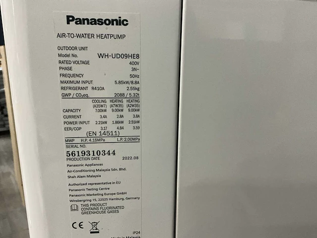 Panasonic aquarea aio bibloc warmtepomp buitendeel 9 kw - afbeelding 2 van  10