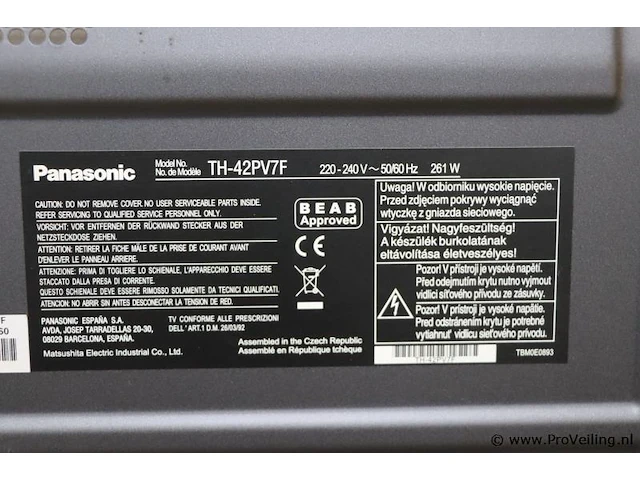 Panasonic viara tv model th-42pv7f - 42" - afbeelding 8 van  8