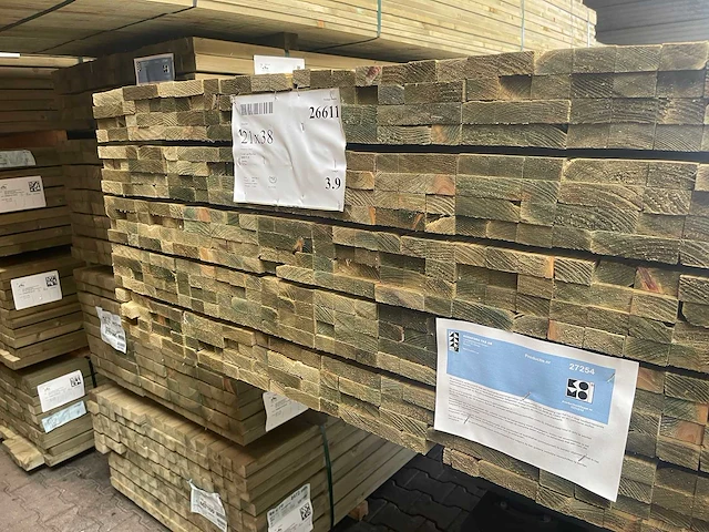 Panlatten groen geïmpregneerd 3900x39x21mm (300x) - afbeelding 3 van  3