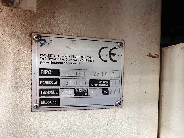 Paoletti - 2001 - joint 2515e - vingerlasmachine - afbeelding 16 van  32
